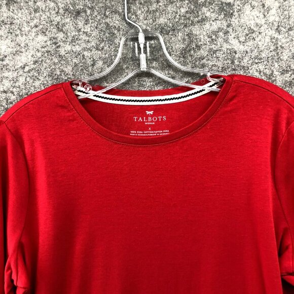 NWT Talbots Pima Cotton Long Sleeve Shirt Womens Plus Size X Red Crewneck - Picture 3 of 8